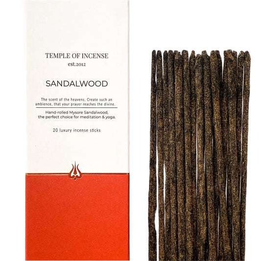 "Hand-rolled real Mysore Sandalwood incense sticks are the perfect choice when looking for meditatio 20 sticks