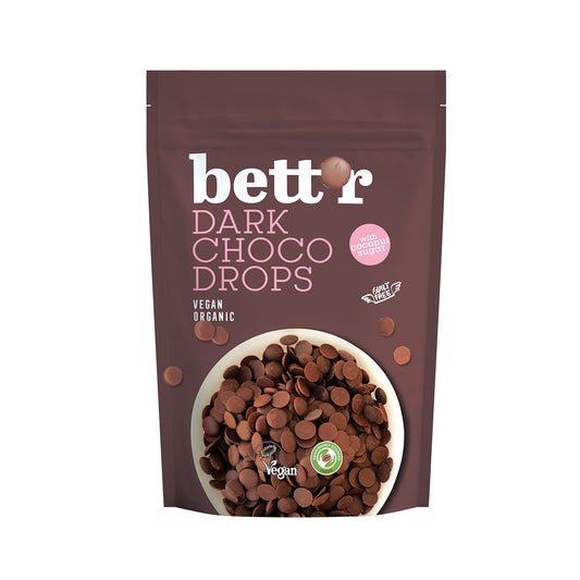 "Bett’r Choco Dark Choco Drops, 66% Peruvian Cacao" 200g
